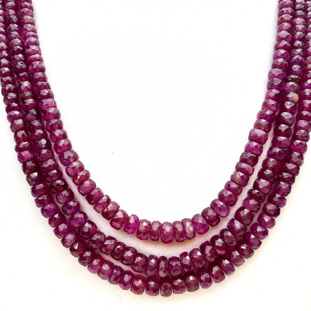 Ruby Faceted Graduated Rondelle Strands