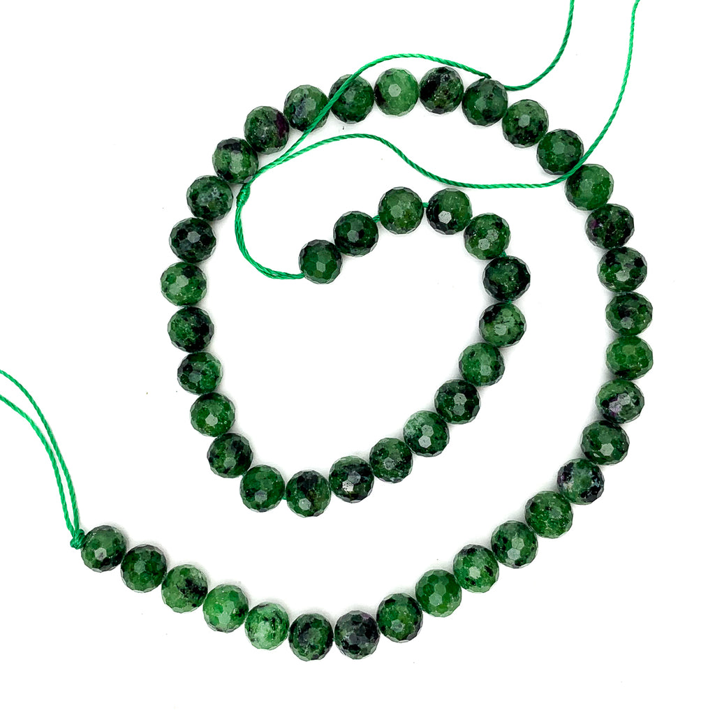 Ruby Zoisite 8mm Faceted Rounds