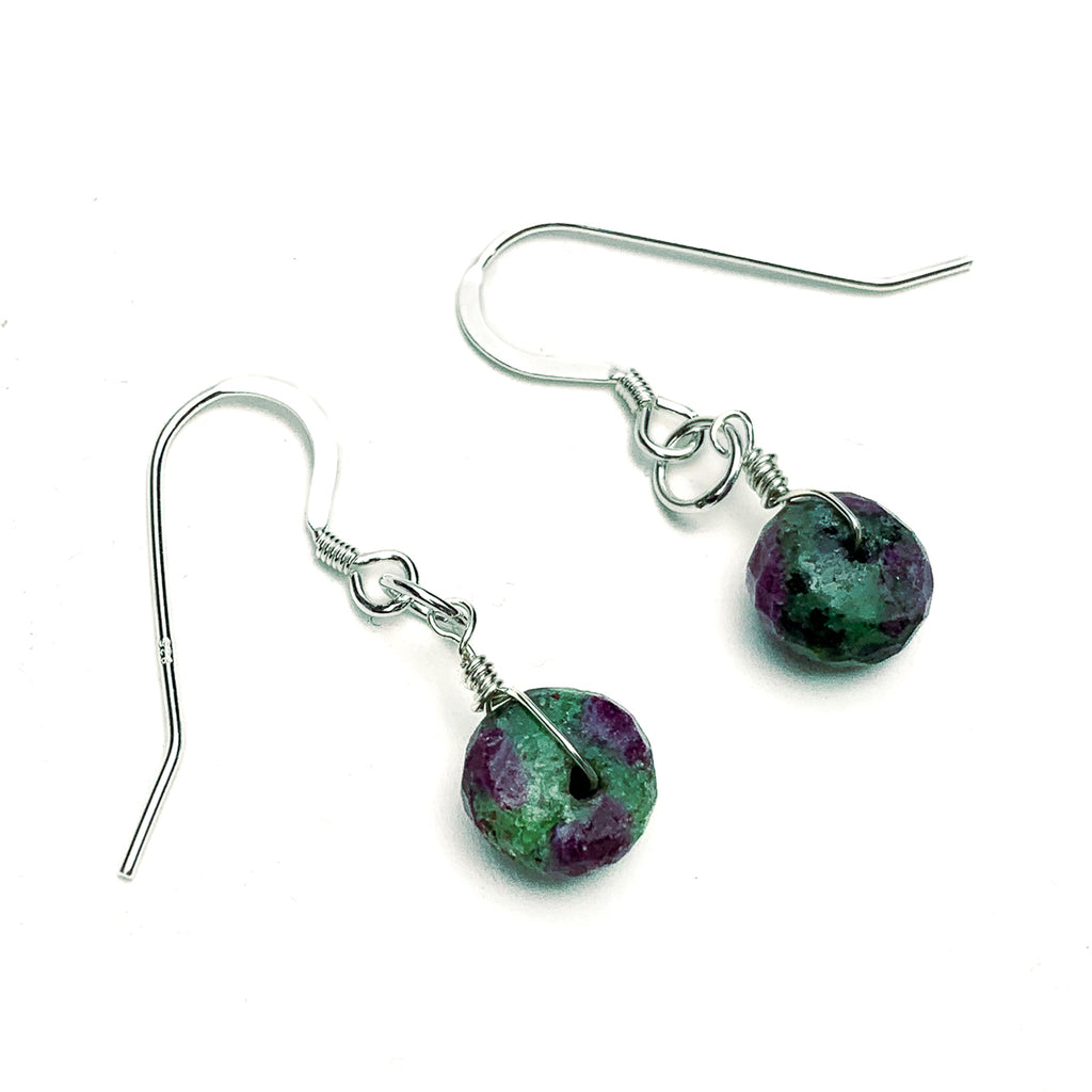 Ruby Zoisite Earrings With Sterling Silver French Earwires