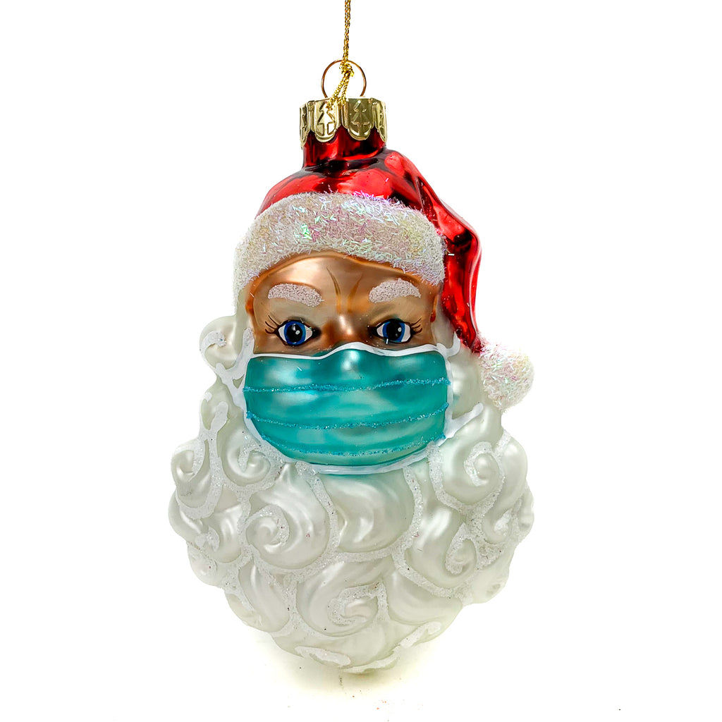 Santa Claus with Face Mask Ornament Large