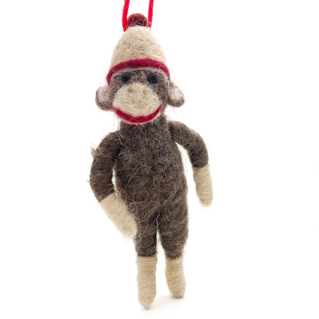 Felted Sock Monkey Ornament