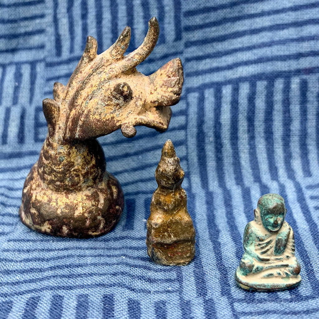 19th Century Buddha Naga Travel Worship Trio