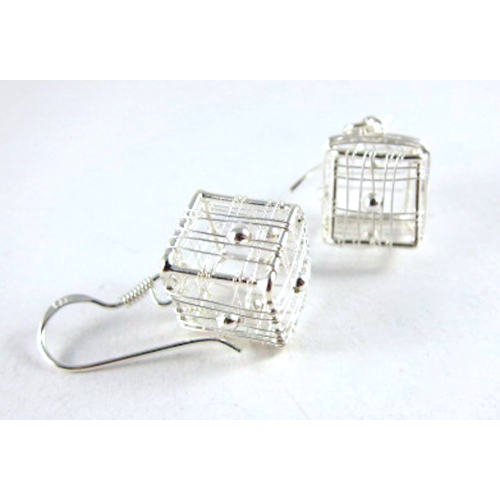 Small Wire Box Sterling Silver Earrings