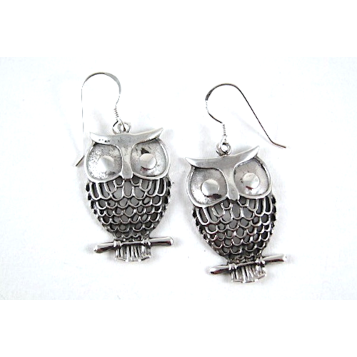 XL Owl Sterling Silver Earrings